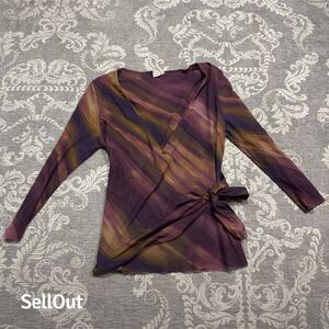 Sweet Pea Women's Multicolor Tie-Dye Wrap Blouse Standard Size M Casual